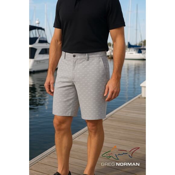Greg Norman Shark Logo Print Shorts Sz. 40 - Picture 1 of 6